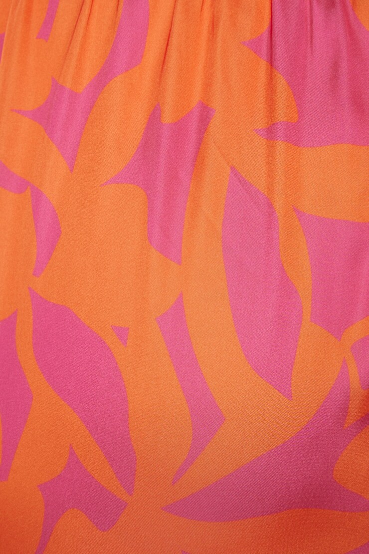 Santina Satin Wide Leg Pants  Orange Abstract Floral  large
