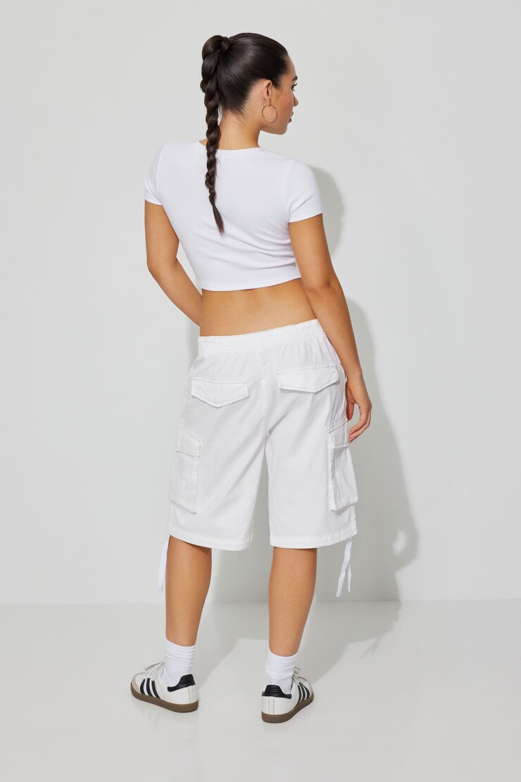 Long Cargo Shorts, Bright White, large