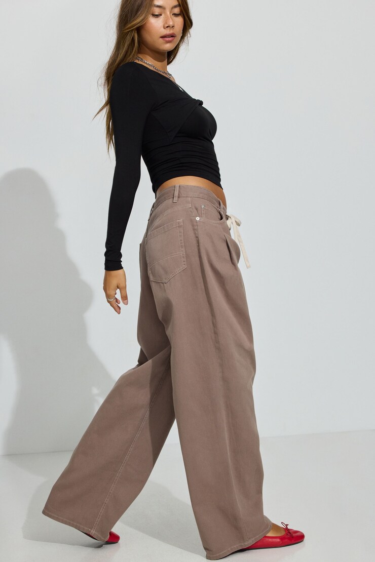 Kenzie Low Rise Baggy Pants Brown | Garage