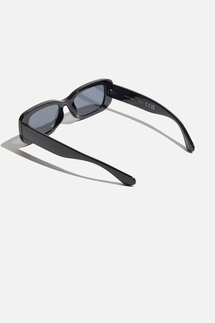 Retro Rectangular Sunglasses Jet Black large
