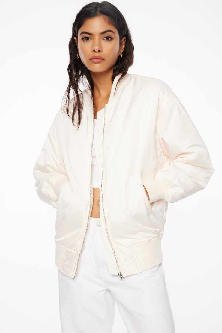 Satin Bomber Jacket Sea Salt Beige large