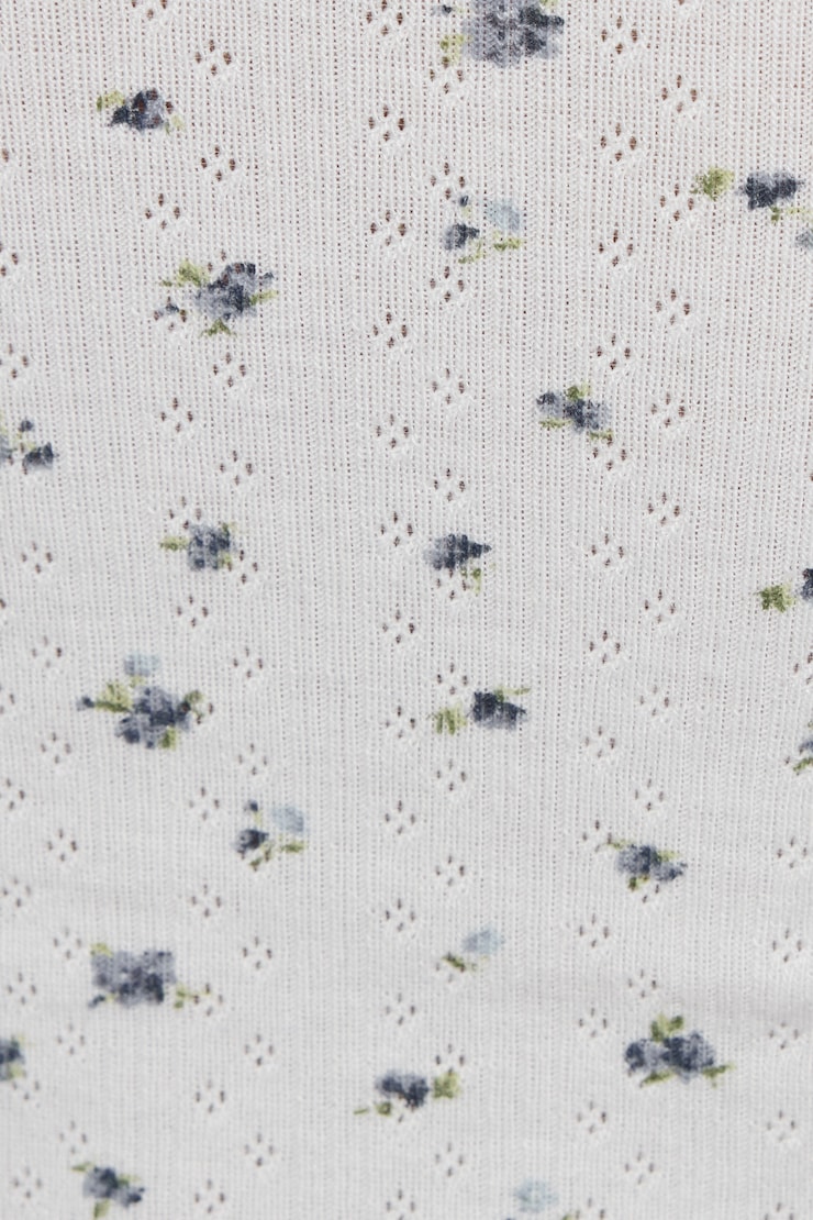 Pointelle Lettuce Edge Cami Top, Scattered Blue Floral, large