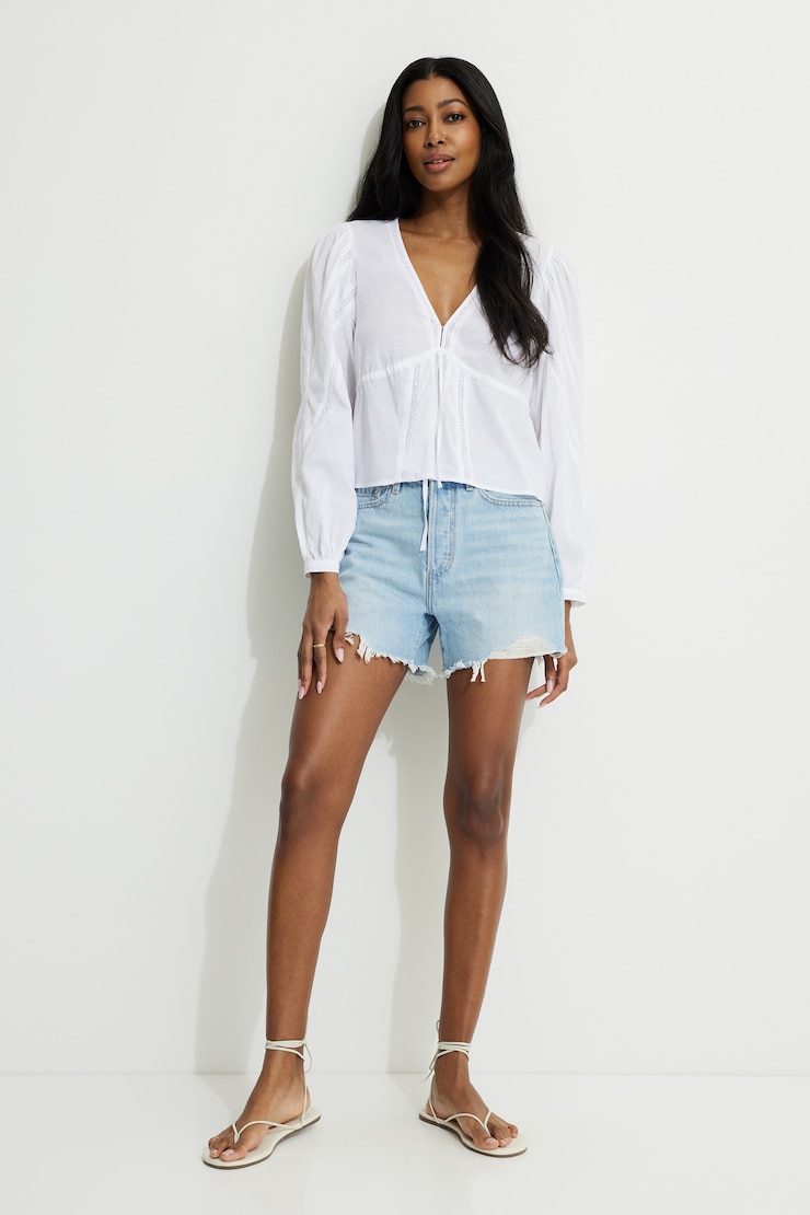 Balloon Sleeve Blouse White | Dynamite