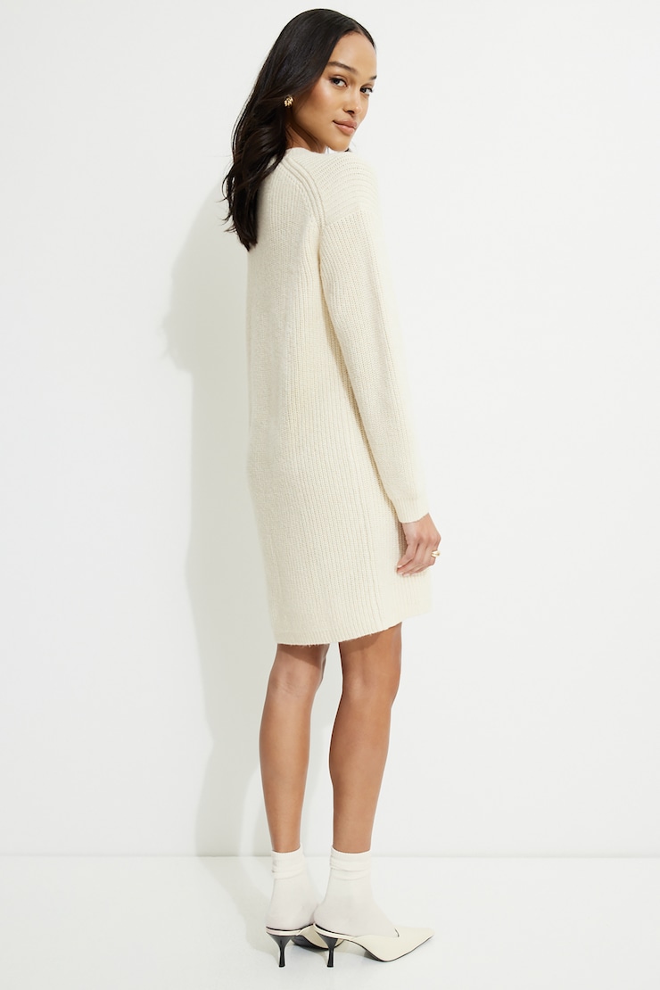 Rib Knit Mini Sweater Dress Sea Salt large