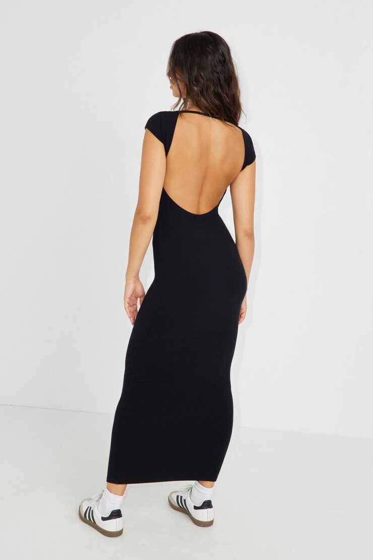 Rosalia Open Back Maxi Dress, Jet Black, large