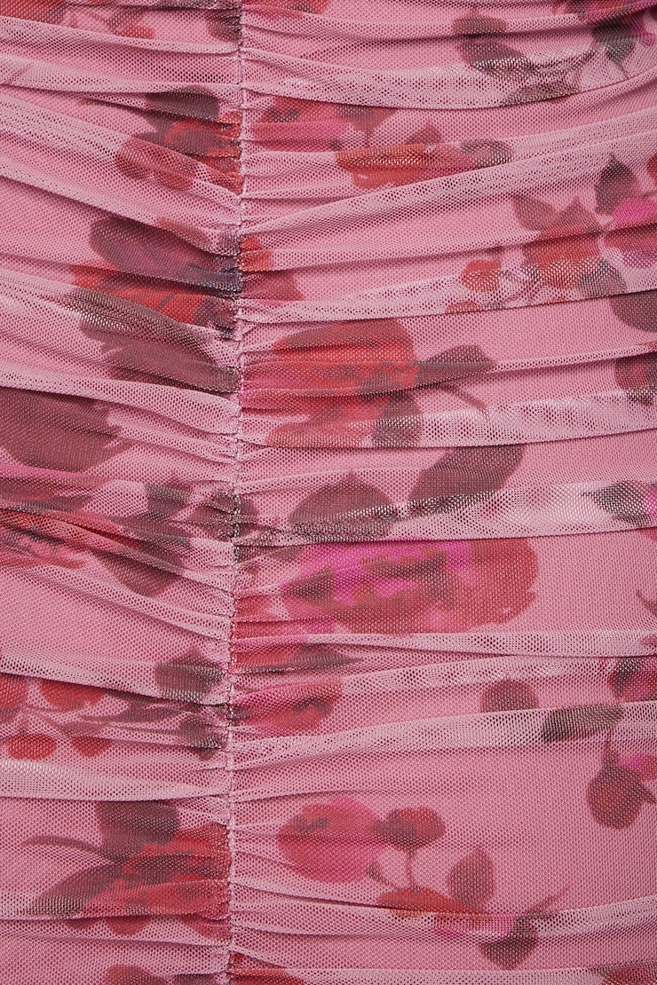 Sweetheart Mesh Midi Dress Pink Roses large