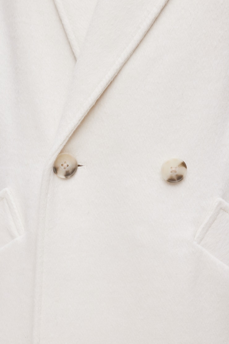 Manteau en laine surdimensionné Blanc cassé sel de mer large