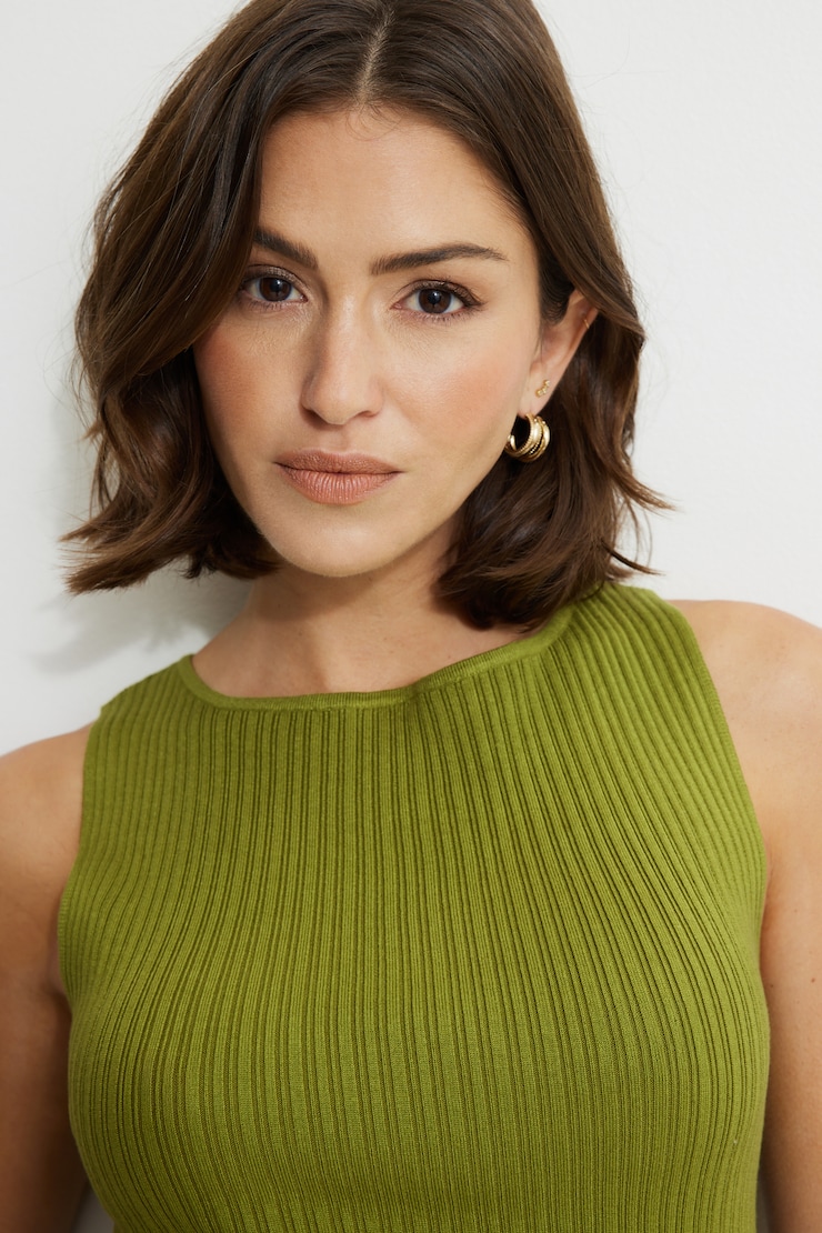 Boat Neck Pointelle Tank Top Green | Dynamite