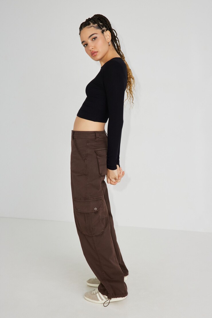 Ellis Slouchy Pant, Dark Toffee Brown, large