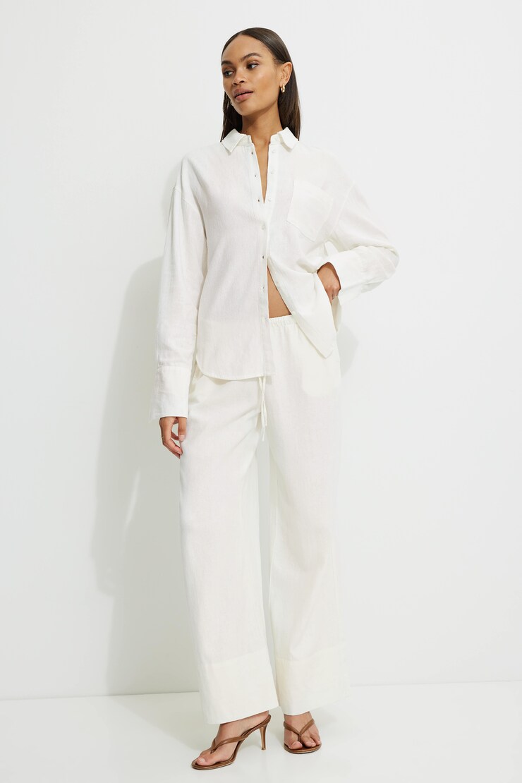 Monroe Oversized Linen Shirt Snow White large