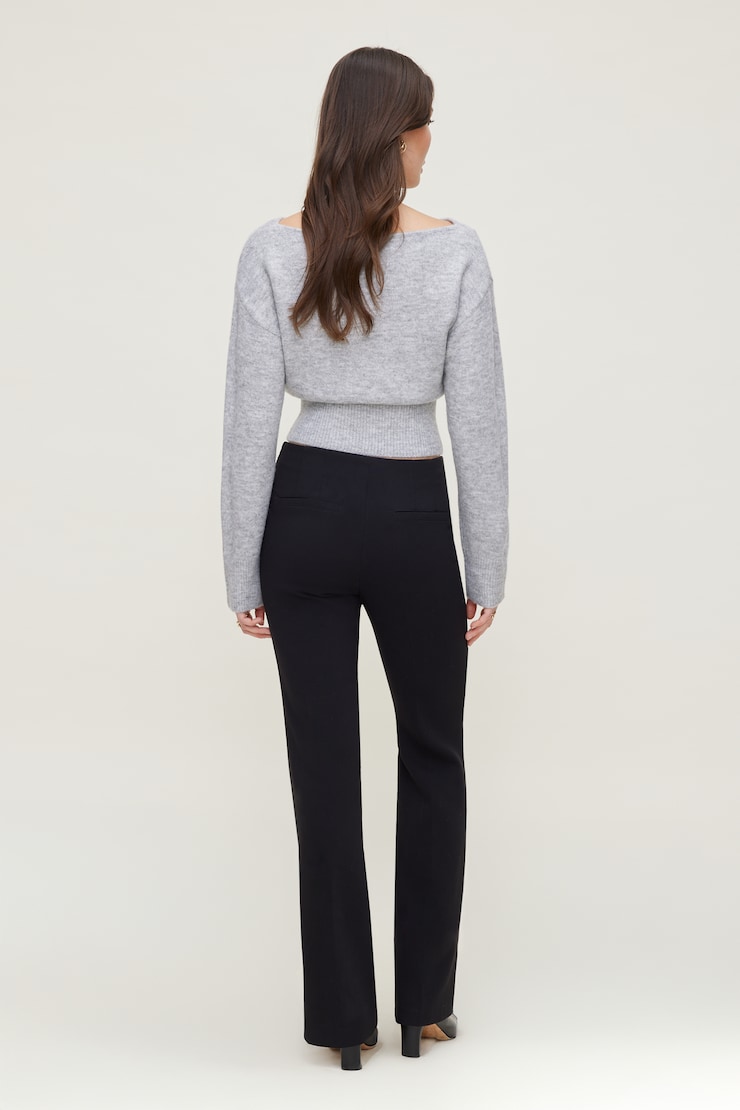 Juliet Cinched Boat Neck Sweater Light Grey Mix large