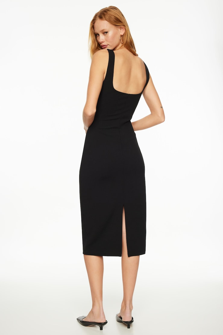 Nyka Bodycon Midi Dress Jet Black  large