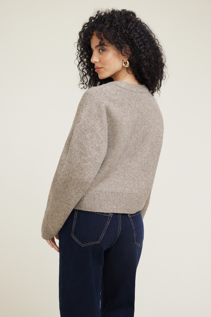Jane Boxy Crewneck Sweater Chalet Brown Melange large