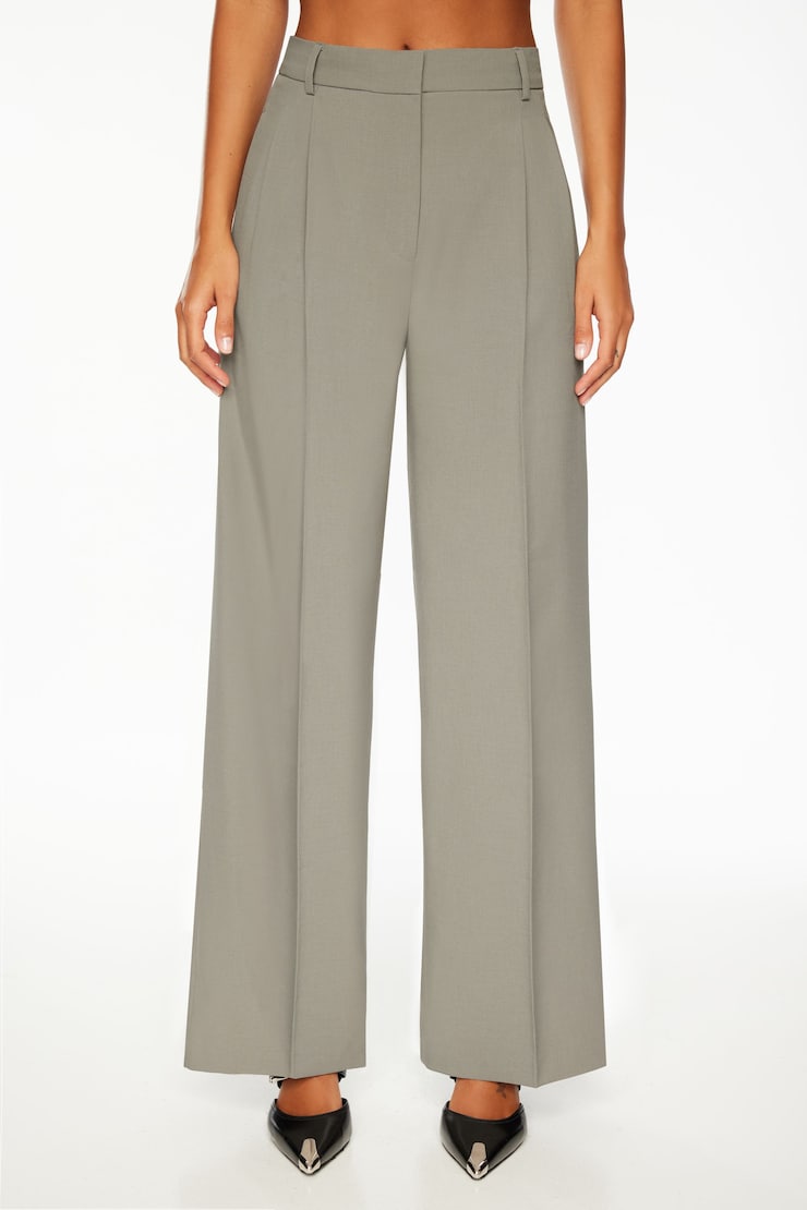 Eversleek | Ellie Pleated Wide Leg Pants Rainstorm Grey large