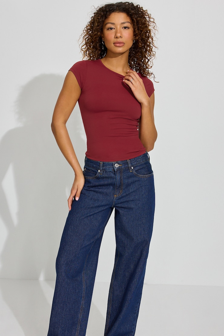 Sleek Crewneck T-Shirt, Cabernet Red, large