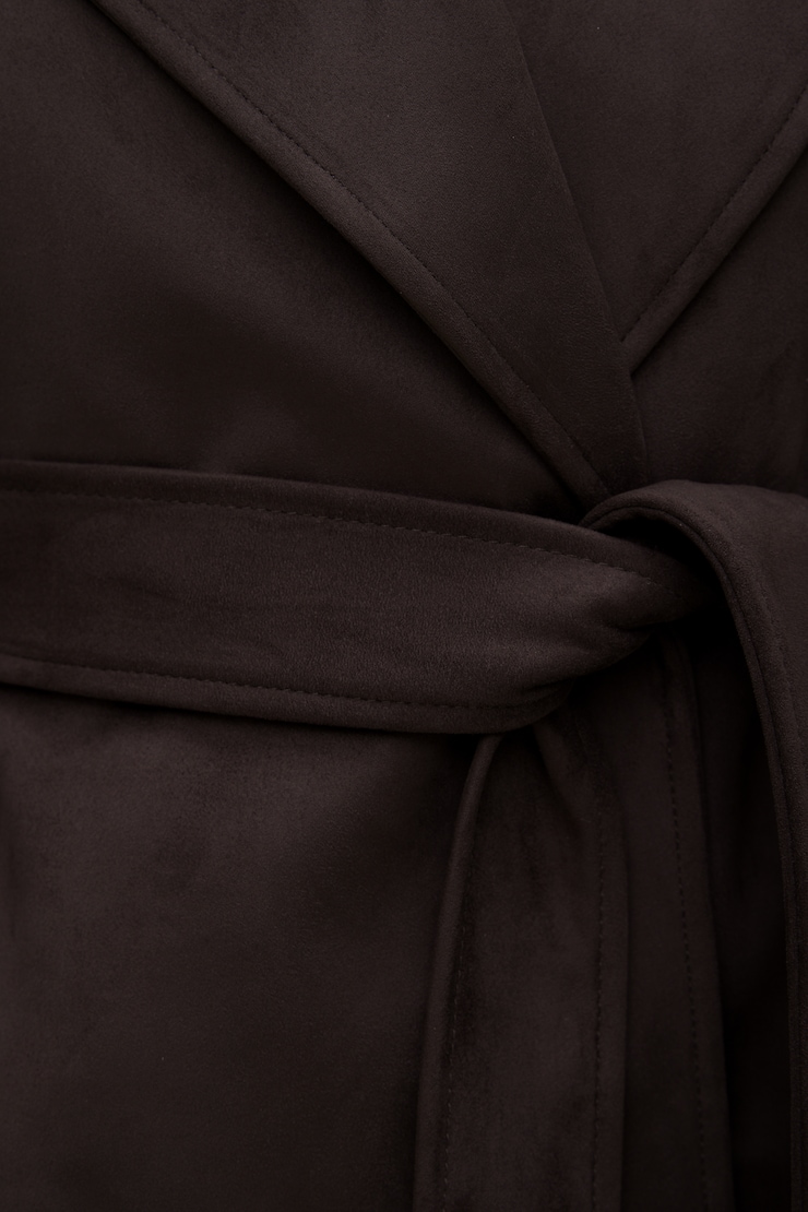 Cropped Faux Suede Trench Coat