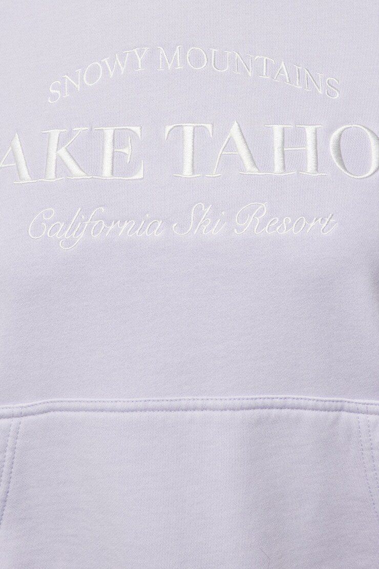 Oversized Classic Hoodie, Purple Rose with "Lake Tahoe" Art, large