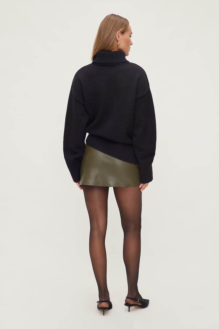Kylie Faux Leather Mini Skirt Tropical Moss Green Faux Leather large