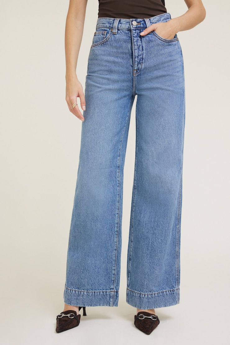 Lennon Ultra High Rise Wide Leg Column Jeans Lake Blue large
