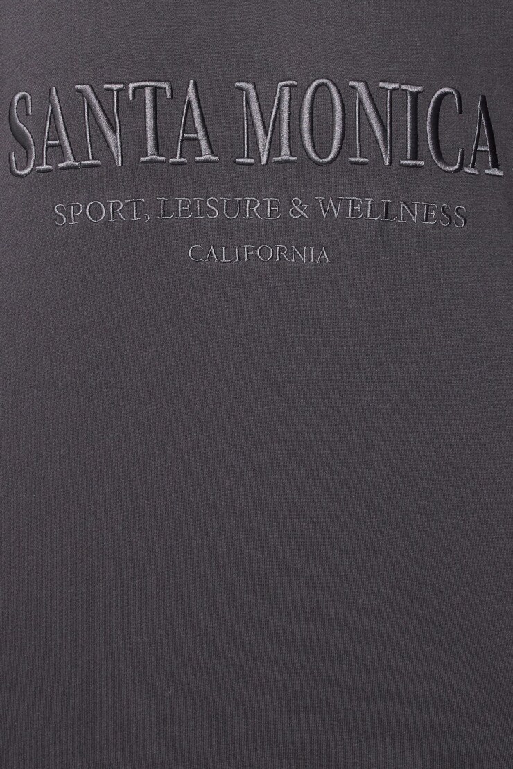 Oversized Crewneck Sweatshirt, Forged Iron Grey with "Santa Monica"  Art, large