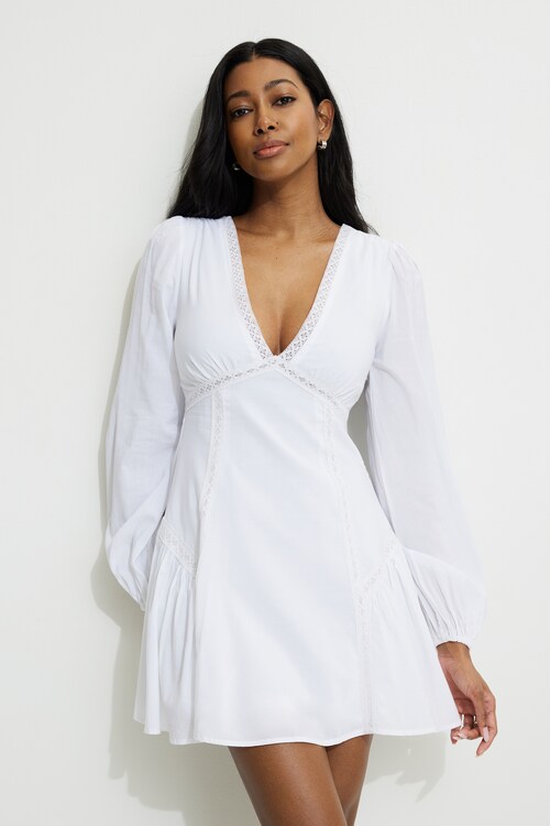 chinese dress ladies Miss Circle Women Fabiola Lace Trim Silver Net Top Mini Flare Chiffon Dress main image 0
