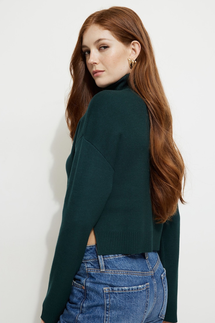 Cropped Turtleneck Sweater Ponderosa Pine large