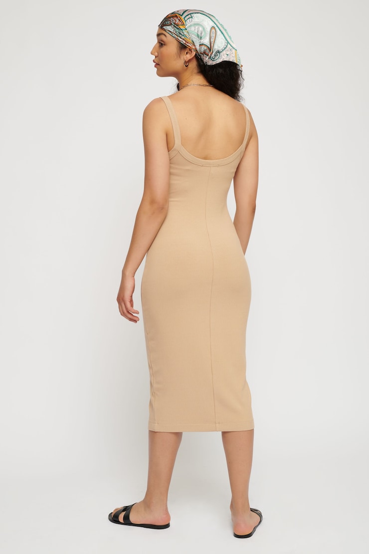 Nova Ribbed Midi Dress Sesame Brown large