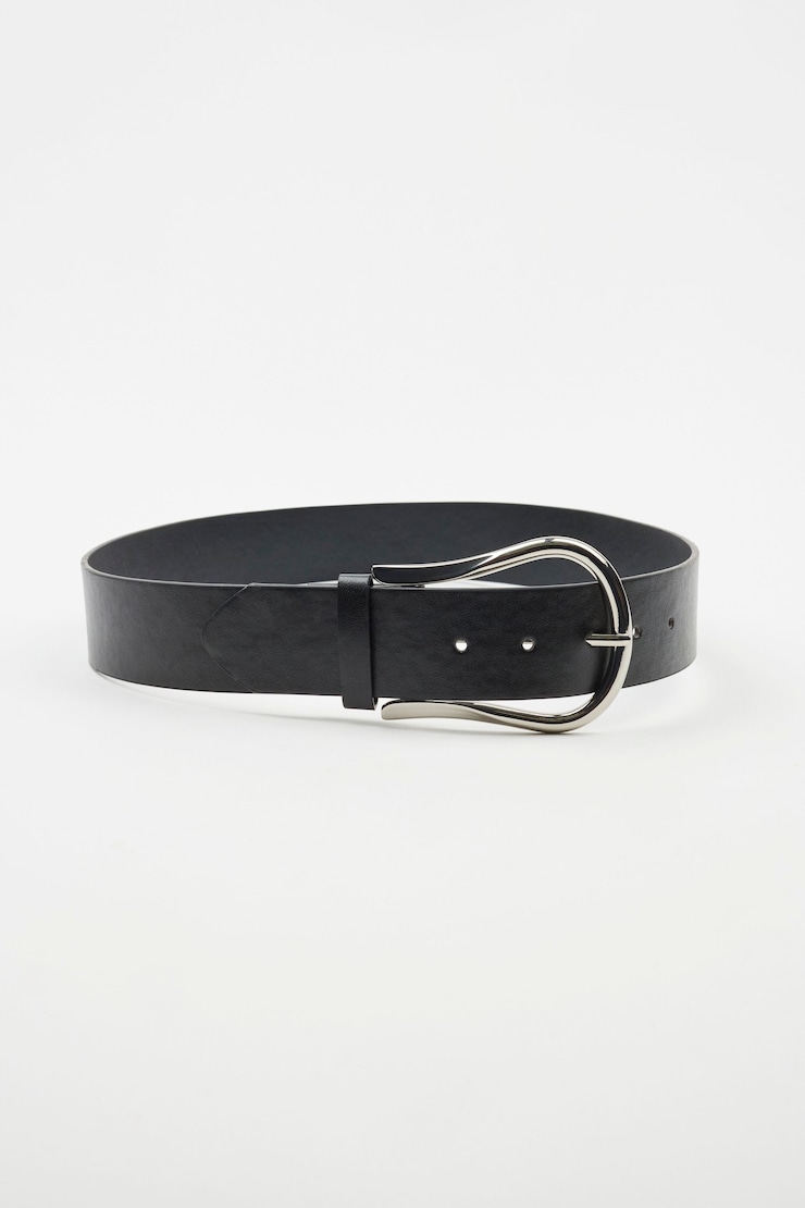 Wide Oval Waist Belt, Jet Black, large