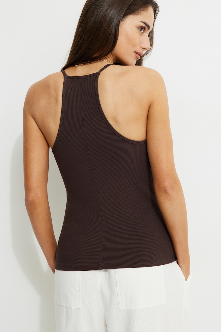 Ribbed Racerback Camisole Java Brown large