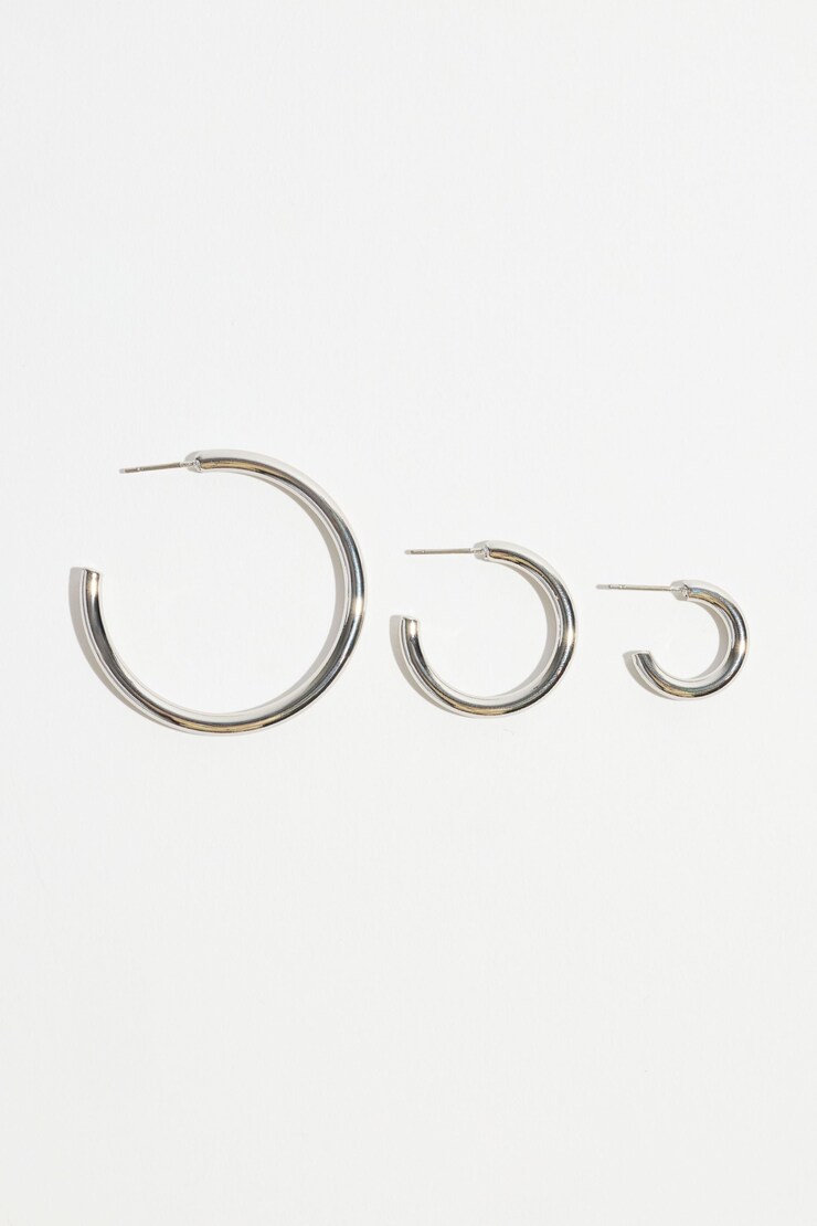 3-Pack Trio Hoop Earrings Silver large