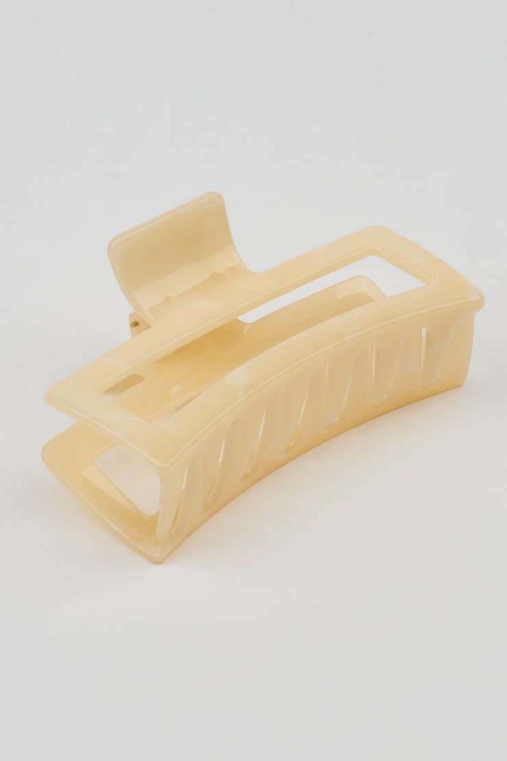 Oversized Rectangle Claw Clip, Marled Cream, large