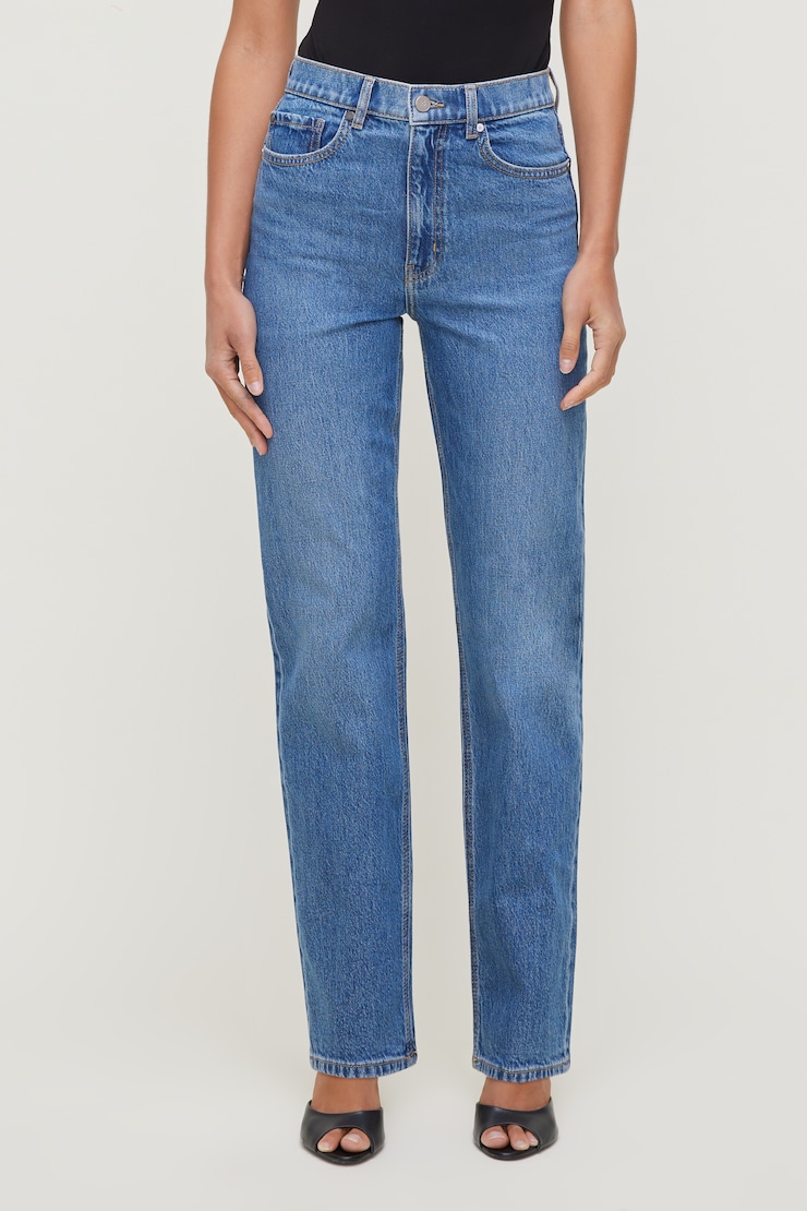Olivia Zip Fly High Rise Straight Leg Jeans