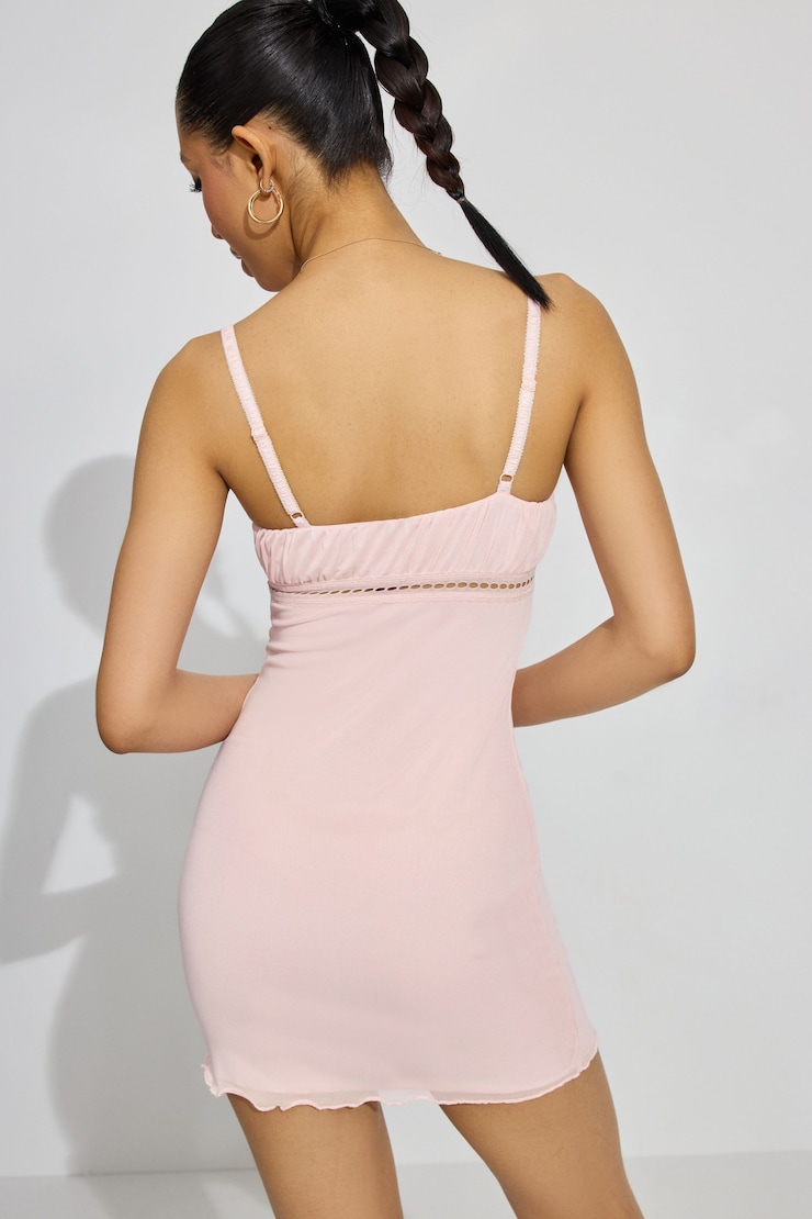 Kassidy Mesh Mini Dress, Chalk Pink/Bright White, large