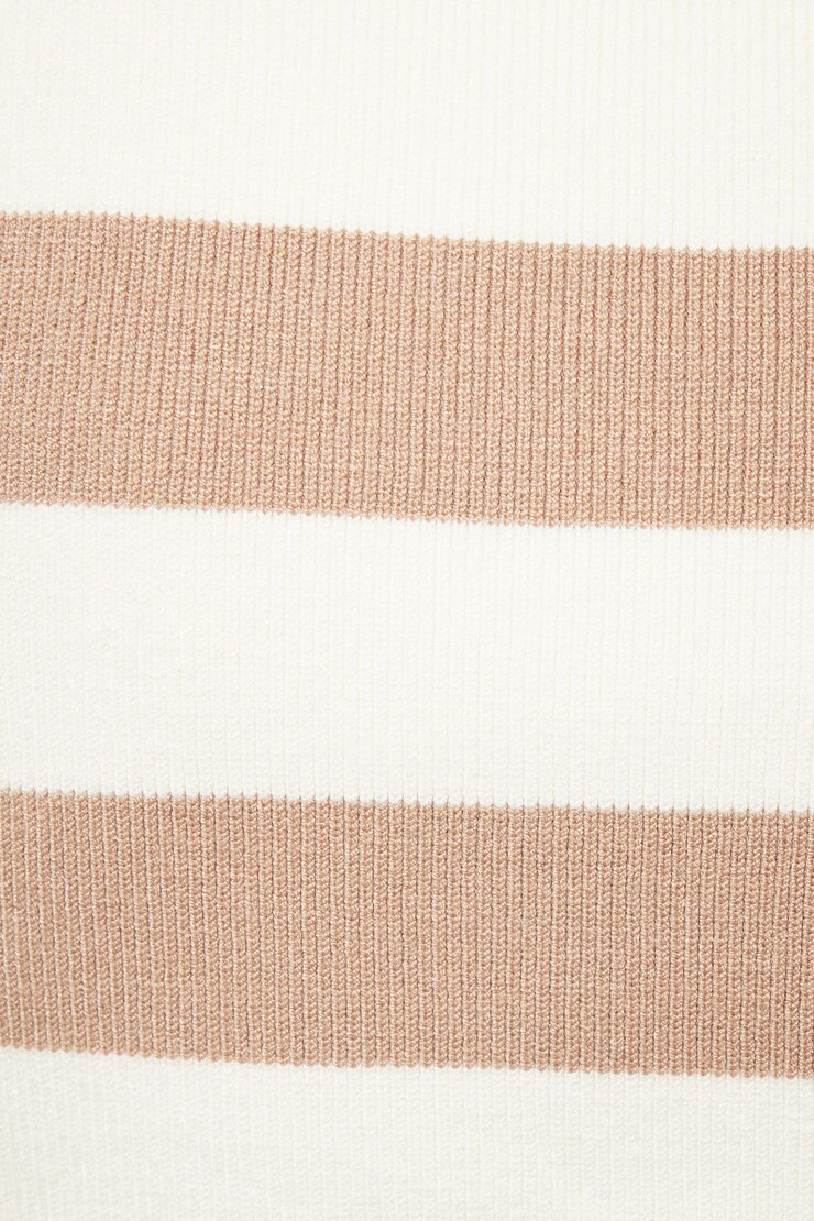 Crewneck Sweater Tank Top  Snow White & Almond Tan Stripes large
