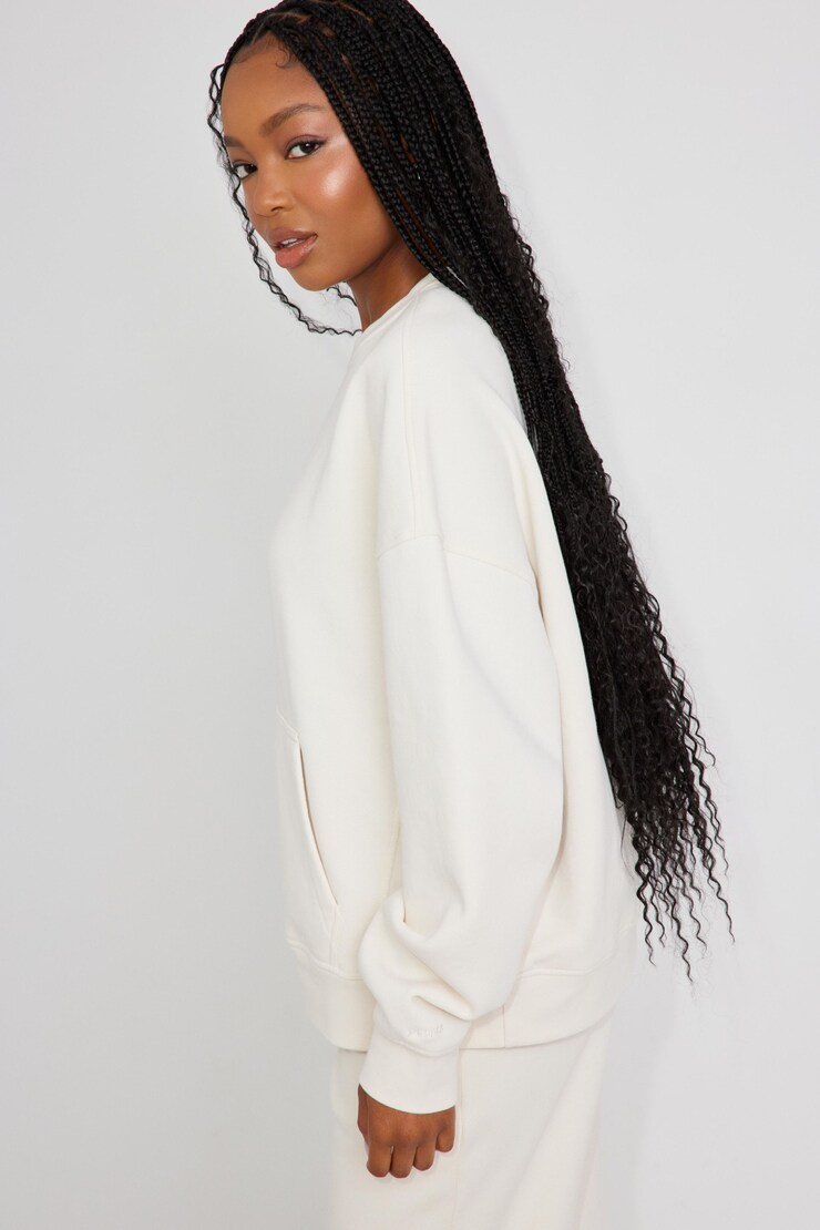 Elevated Crewneck Pocket Sweatshirt, Tofu Off-White, large