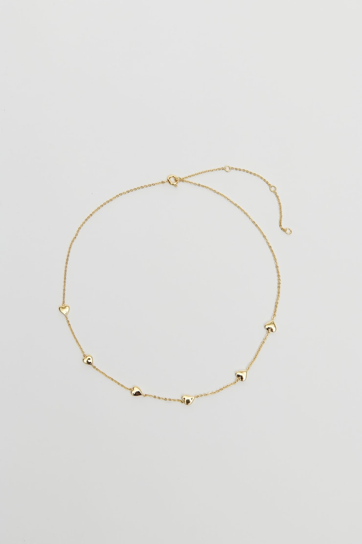 14K Gold Plated Mini Heart Necklace Shiny Light Gold large