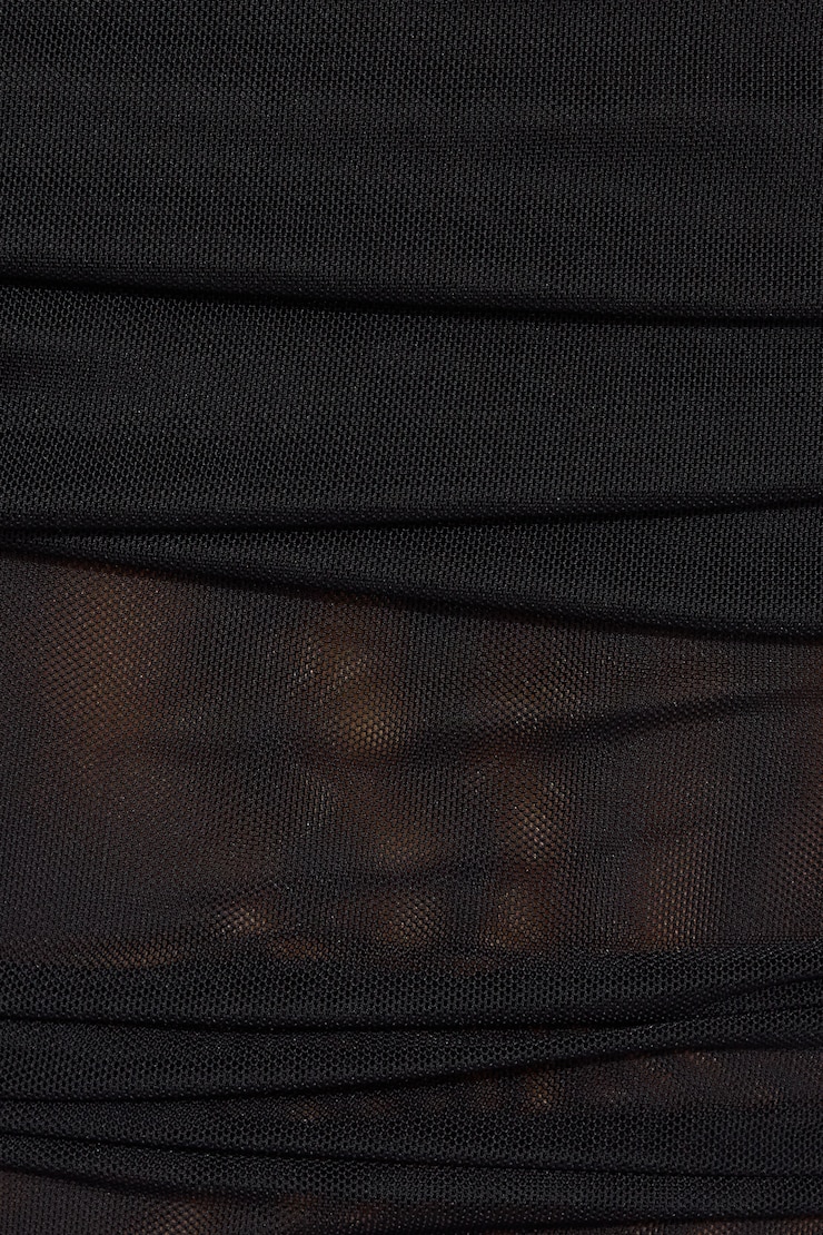 Mesh Long Sleeve Off Shoulder Top