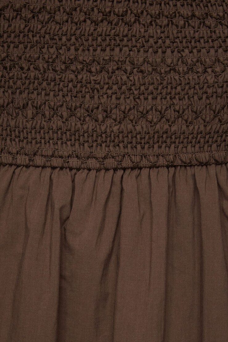 Jupe maxi smockée à taille basse Brun café corsé avec fils tan amande large