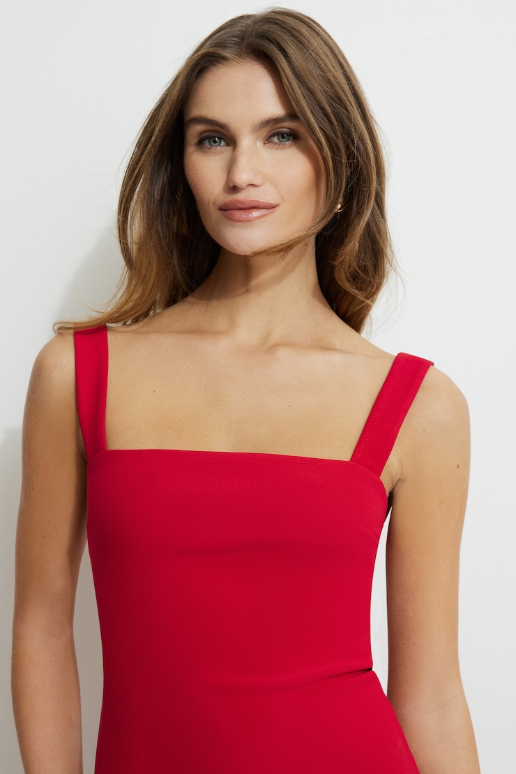 Shirred Mesh Mini Dress Chili Pepper large