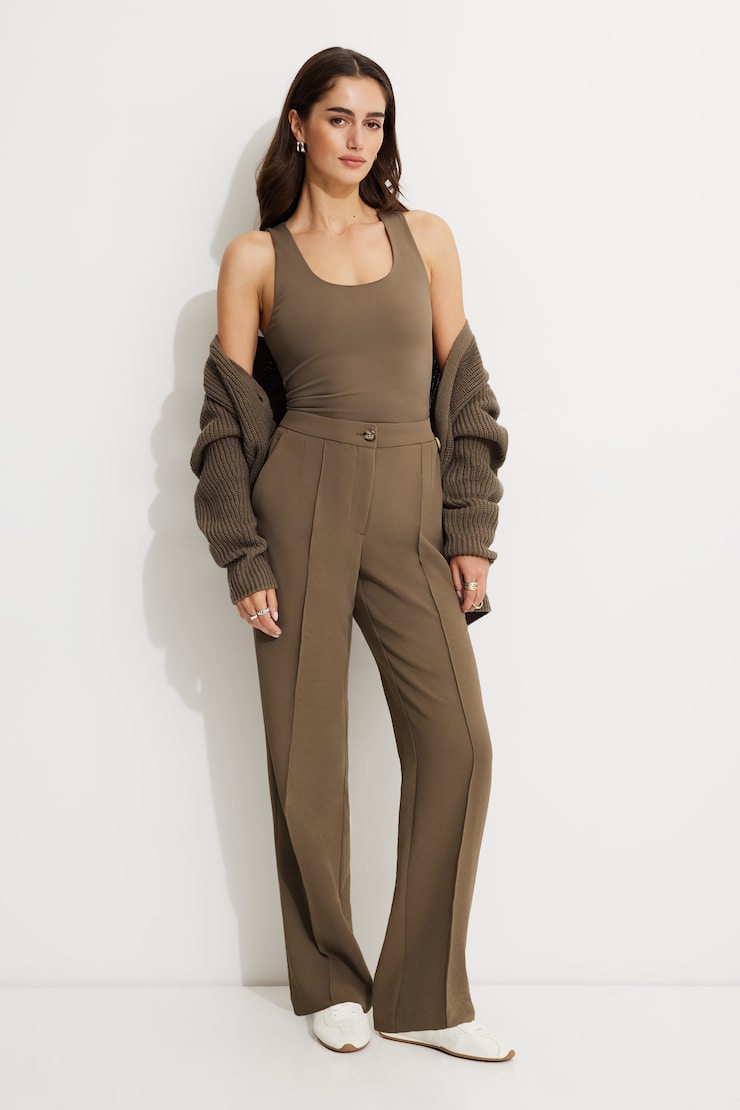 Pintuck Straight Leg Pants