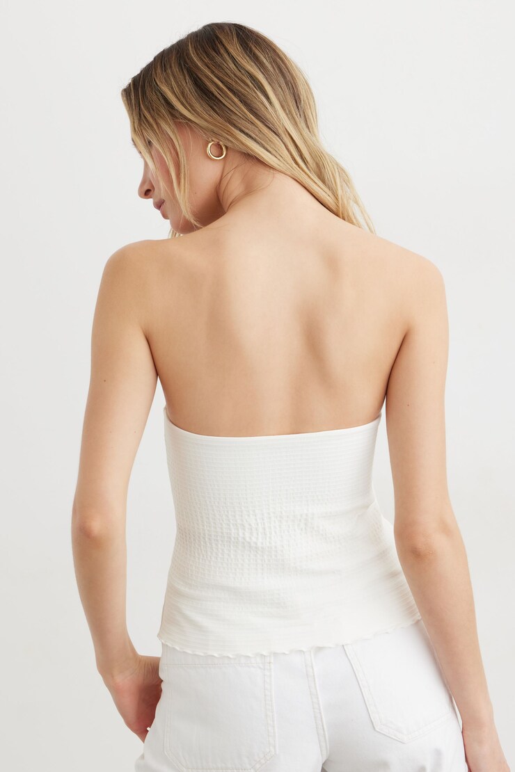 Seamless Smocked Tube Top Bright White large