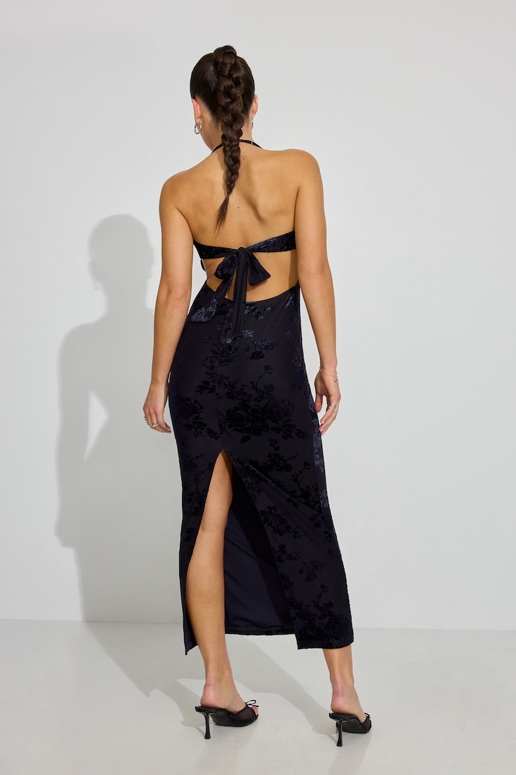 Burnout Sweetheart Maxi Dress, Odyssey Grey Floral, large