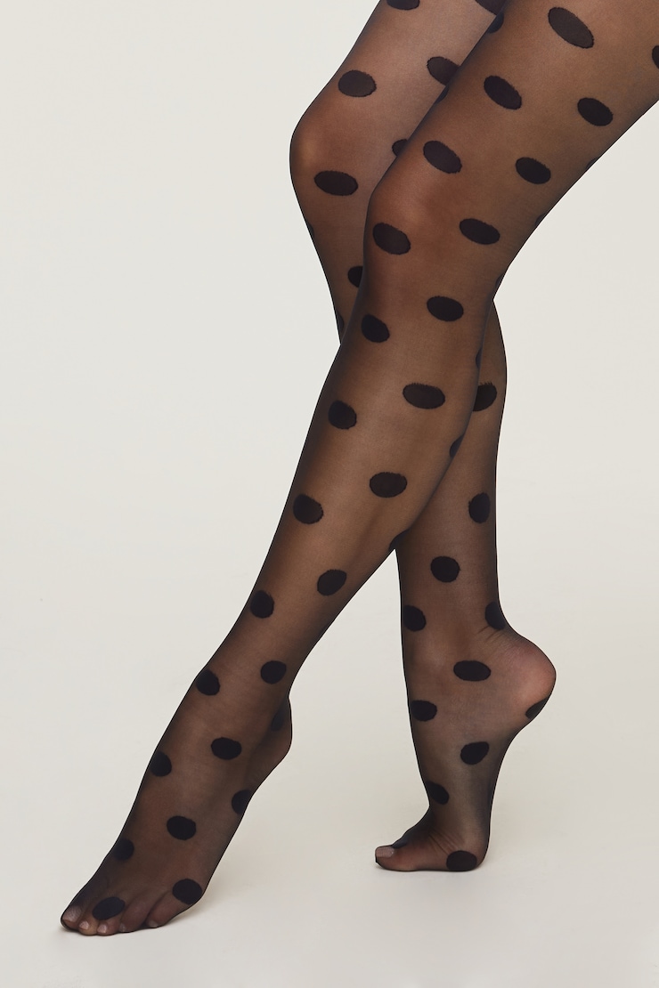 Polka Dot Tights Jet Black large