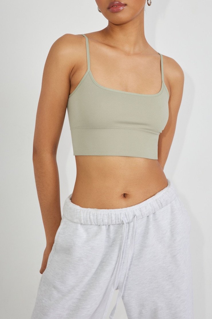 Bralette sans coutures échancrée au dos Sedona, Vert herbe marine, large