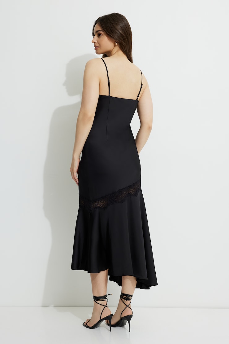 Asymmetric Maxi Slip Dress Jet Black large