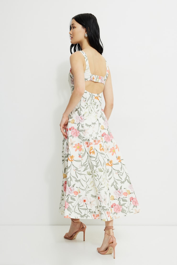 Capri Poplin Maxi Dress Beige Floral large