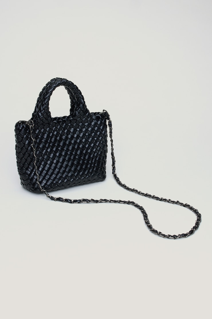 Mini Woven Faux Leather Tote