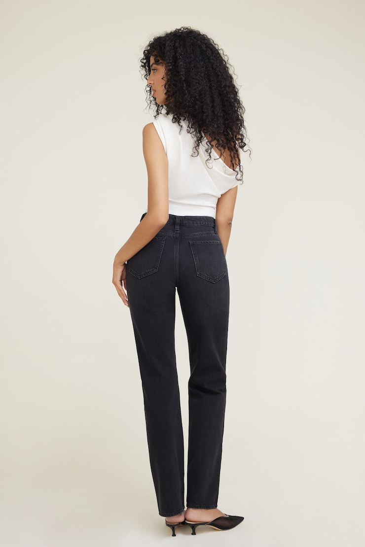 Cara Rigid High Rise Straight Leg Jeans Dark Black / Nova Black large