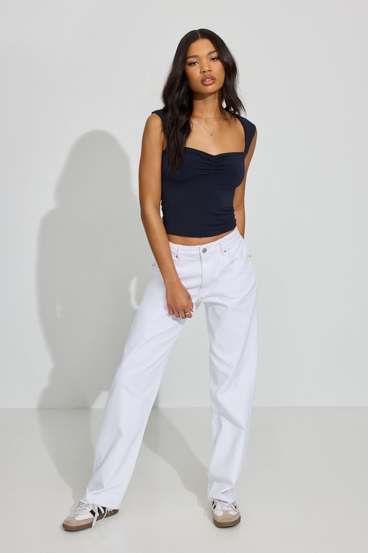 Talina Square Neck Top, Mariana Blue, large