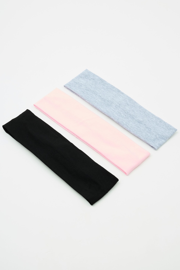 Set of 3 Stretchy Headbands, Chalk Pink/Grey/Black, large